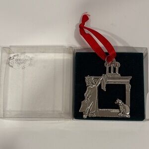 VTG Lindsay Claire Pewter Ornament with Red Ribbon in EUC